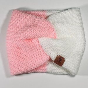 Handmade pink and white twist headband
